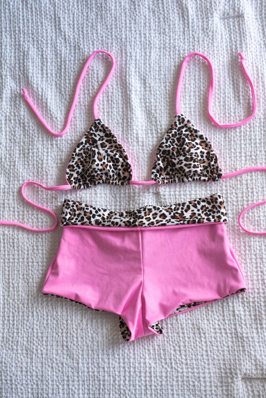Leopard/Pink  Bikini Shorts Set - S