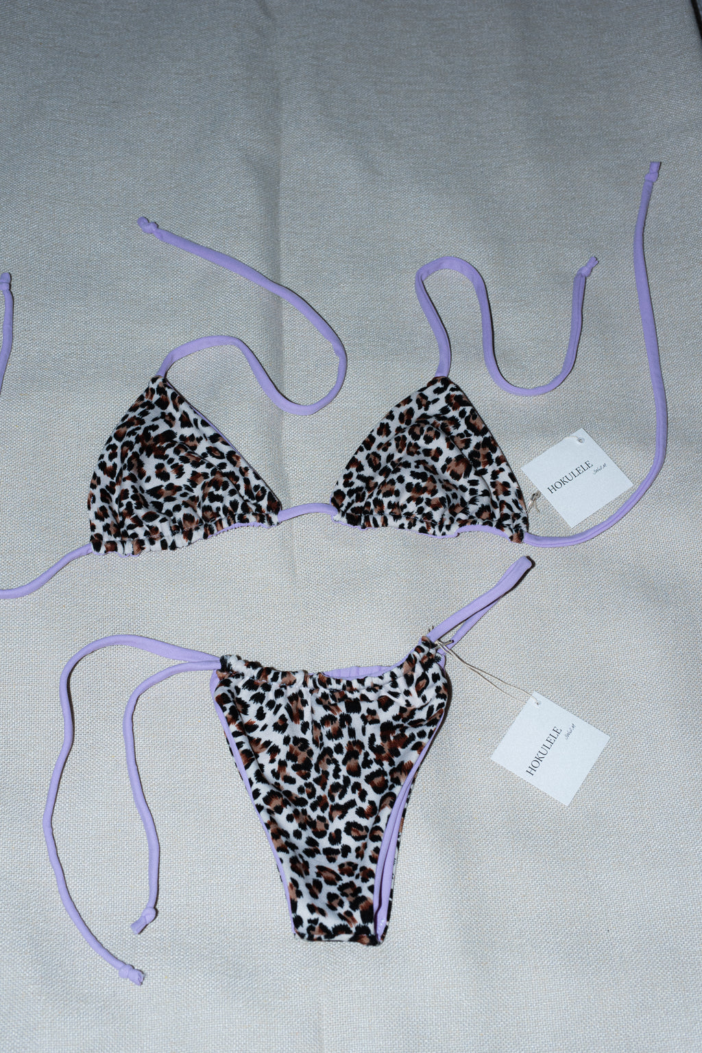 Lilac and Leopard Bikini Set - S