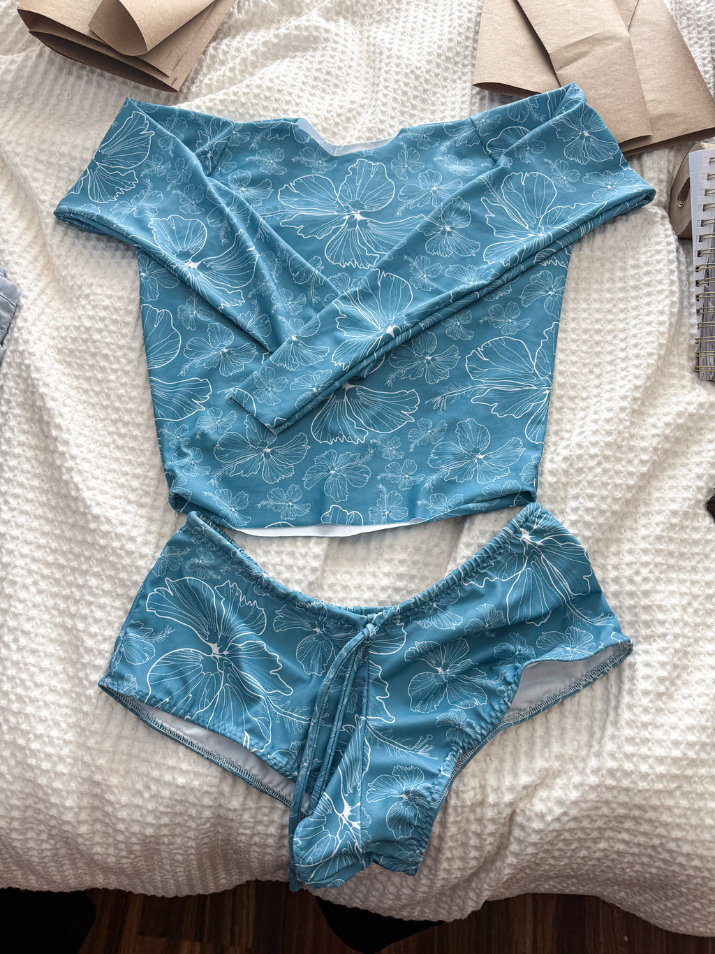 NEW Blue Hibiscus Surfer rash guard